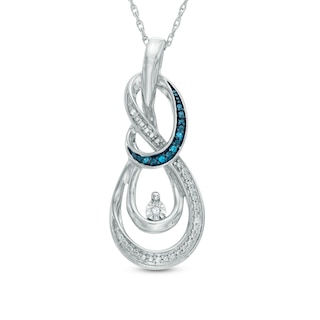 Enhanced Blue and White Diamond Accent Layered Infinity Pendant in Sterling Silver