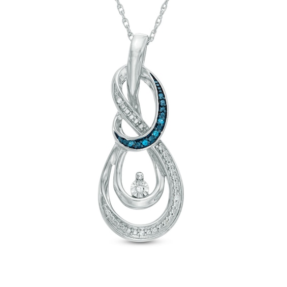 Enhanced Blue and White Diamond Accent Layered Infinity Pendant in Sterling Silver