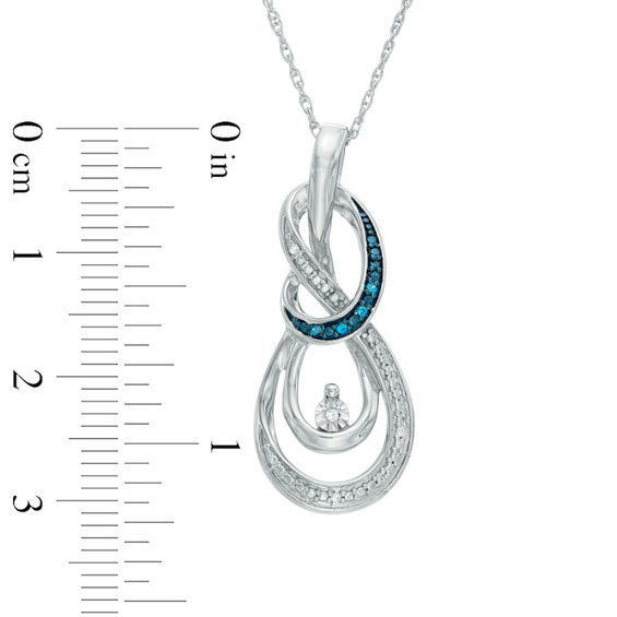 Enhanced Blue and White Diamond Accent Layered Infinity Pendant in Sterling Silver