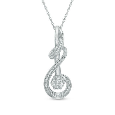 Diamond Accent Cascading Curlique Pendant in Sterling Silver