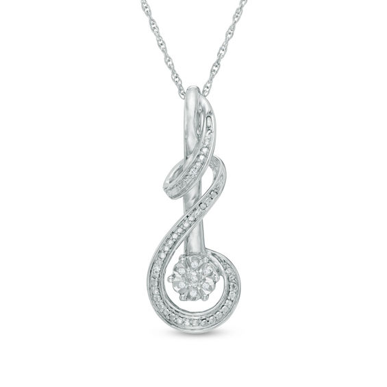 Diamond Accent Cascading Curlique Pendant in Sterling Silver