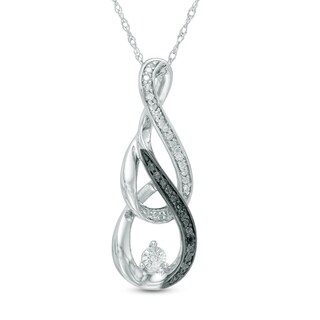 Enhanced Black and White Diamond Accent Double Infinity Pendant in Sterling Silver