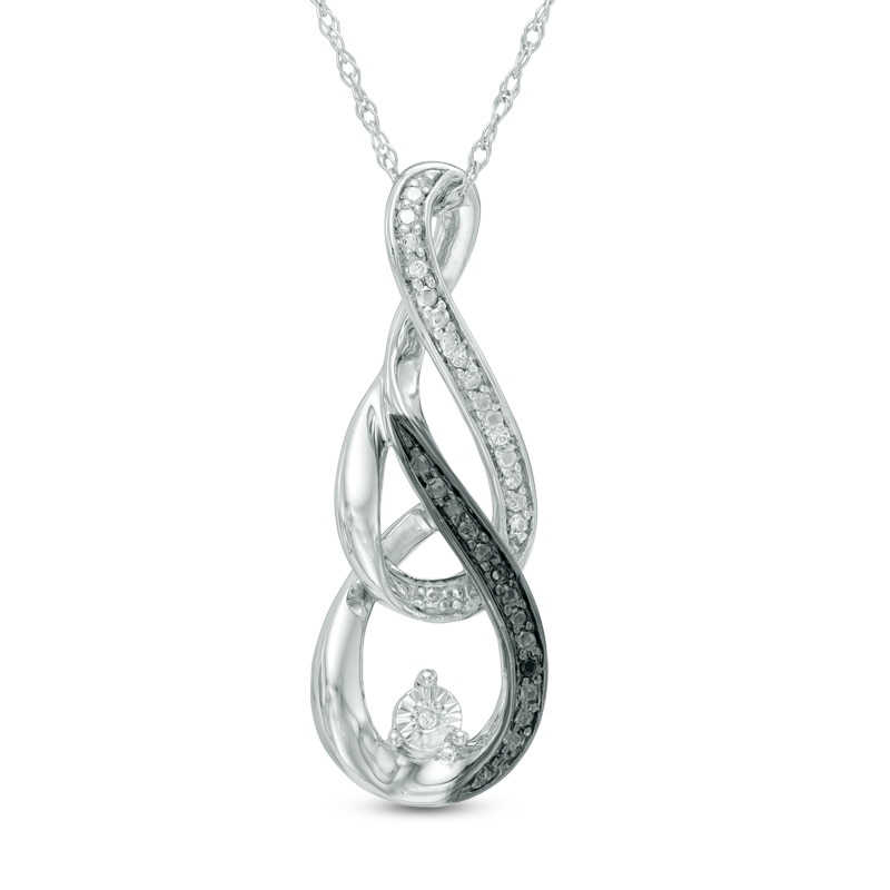 Enhanced Black and White Diamond Accent Double Infinity Pendant in Sterling Silver|Peoples Jewellers