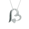 Enhanced Black and White Diamond Accent Tilted Heart Pendant in Sterling Silver