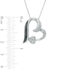 Enhanced Black and White Diamond Accent Tilted Heart Pendant in Sterling Silver