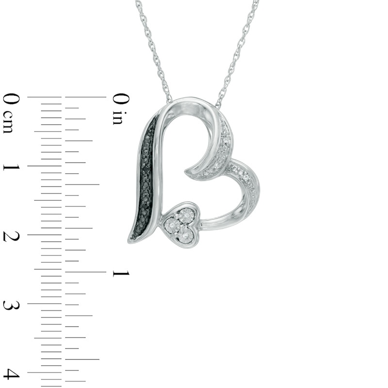Enhanced Black and White Diamond Accent Tilted Heart Pendant in Sterling Silver|Peoples Jewellers