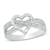 Thumbnail Image 0 of Diamond Accent Heart Split Shank Ring in Sterling Silver
