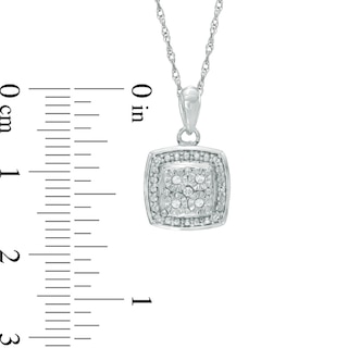 Quad Diamond Accent Square Frame Pendant in Sterling Silver