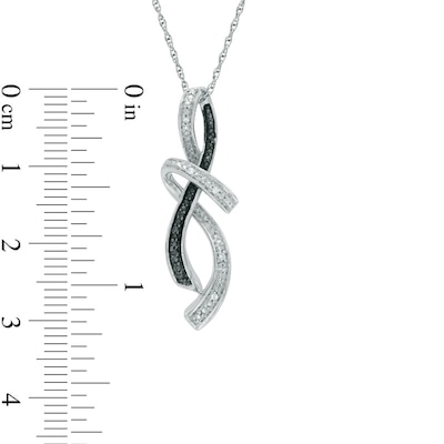 Enhanced Black and White Diamond Accent Abstract Infinity Pendant in Sterling Silver