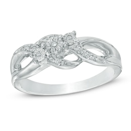 Diamond Accent Three Stone Promise Ring in Sterling Silver