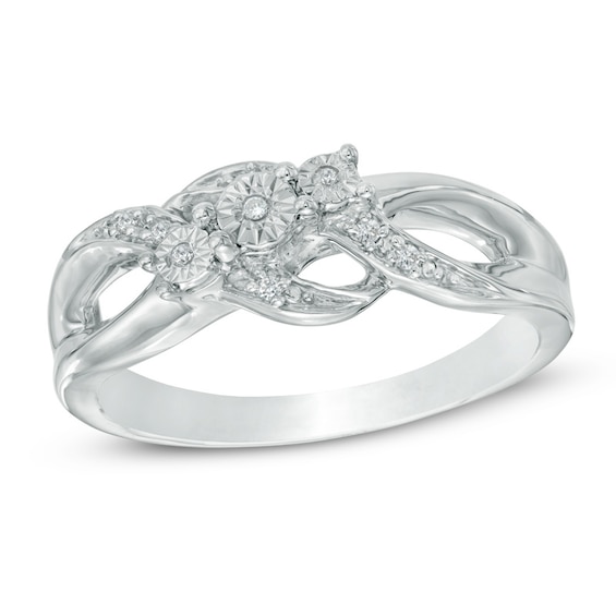 Diamond Accent Three Stone Promise Ring in Sterling Silver