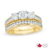 1.49 CT. T.W. Certified Canadian Diamond Three Stone Bridal Set in 14K Gold (I/I1)