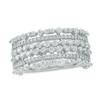 1.00 CT. T.W. Diamond Bubble Multi-Row Anniversary Band in 14K White Gold