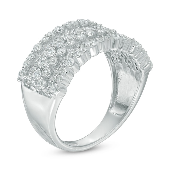 1.00 CT. T.W. Diamond Bubble Multi-Row Anniversary Band in 14K White Gold