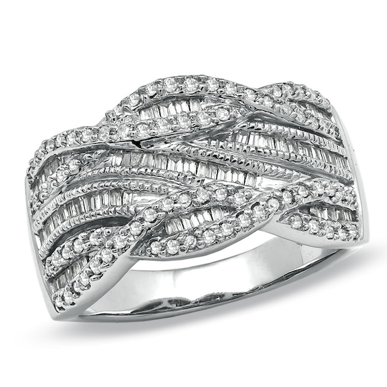 0.50 CT. T.W. Diamond Swirl Ring in 10K White Gold