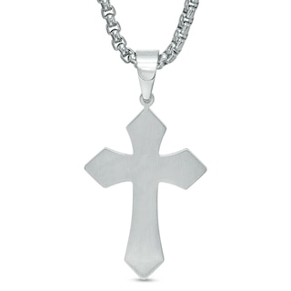 Men's Gothic-Style Layered Cross Pendant in Stainless Steel and Rose IP - 24"