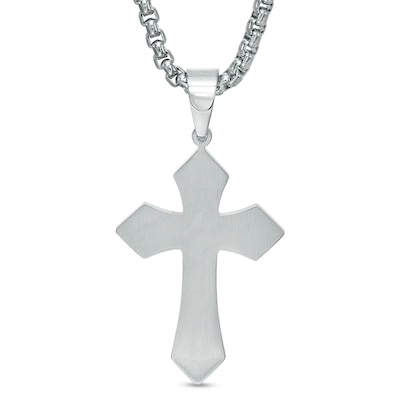 Men's Gothic-Style Layered Cross Pendant in Stainless Steel and Rose IP - 24"