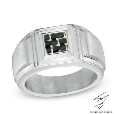 Men's Two-Tone Carbon Fiber Ring in Stainless Steel - Size 10