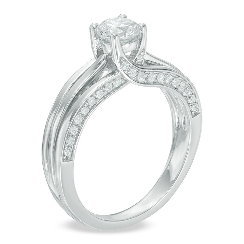 0.75 CT. T.W. Certified Canadian Diamond Split Shank Engagement Ring in 14K White Gold (I/I1)