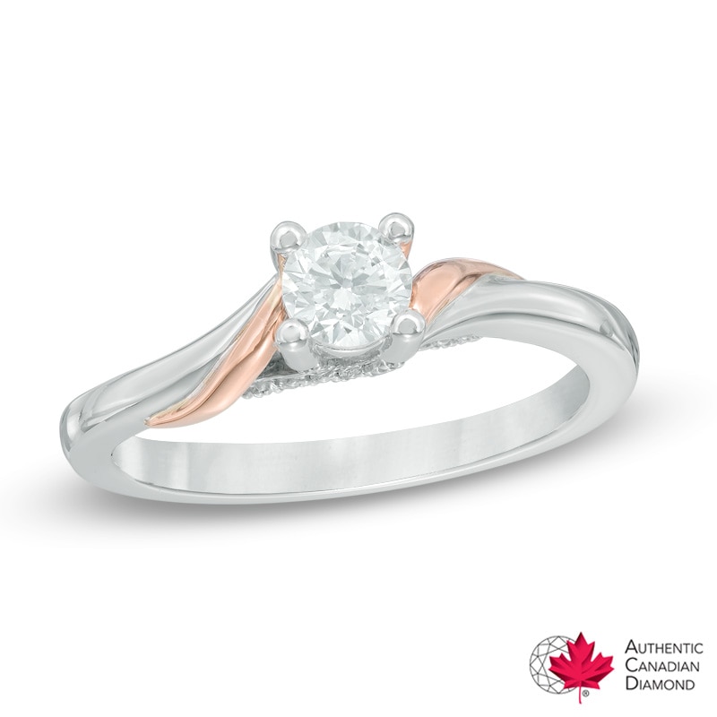 0.35 CT. T.W. Certified Canadian Diamond Twist Engagement Ring in 14K Two-Tone Gold (I/I1)|Peoples Jewellers