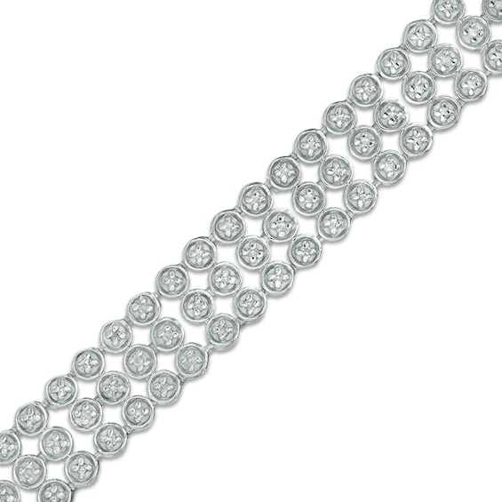 0.98 CT. T.W. Diamond Three Row Bracelet in Sterling Silver - 7.5"