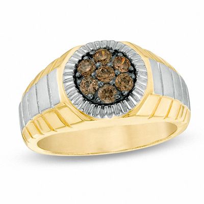 Men's 0.50 CT. T.W. Champagne Diamond Cluster Ring in 10K Gold