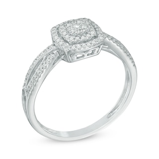 0.20 CT. T.W. Composite Diamond Frame Promise Ring in 10K White Gold