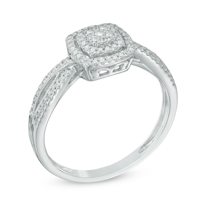 0.20 CT. T.W. Composite Diamond Frame Promise Ring in 10K White Gold|Peoples Jewellers