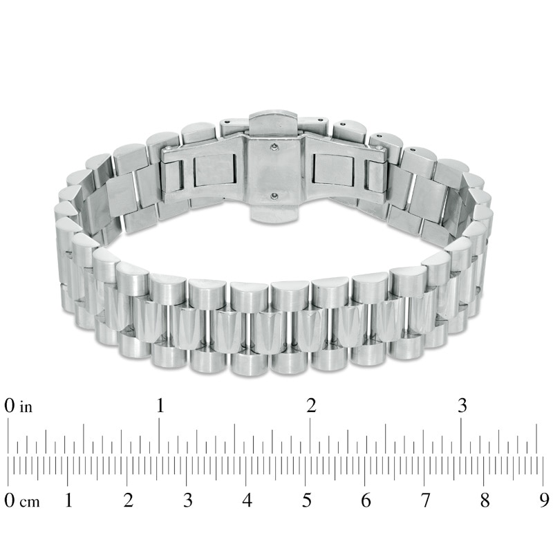 Men's Watch-Style Link Bracelet in Stainless Steel - 8.5"