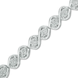 0.50 CT. T.W. Diamond Cascading Four Stone Bracelet in Sterling Silver - 7.5&quot;