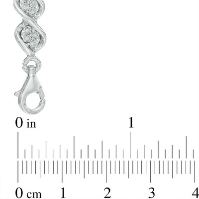 0.50 CT. T.W. Diamond Cascading Four Stone Bracelet in Sterling Silver - 7.5"