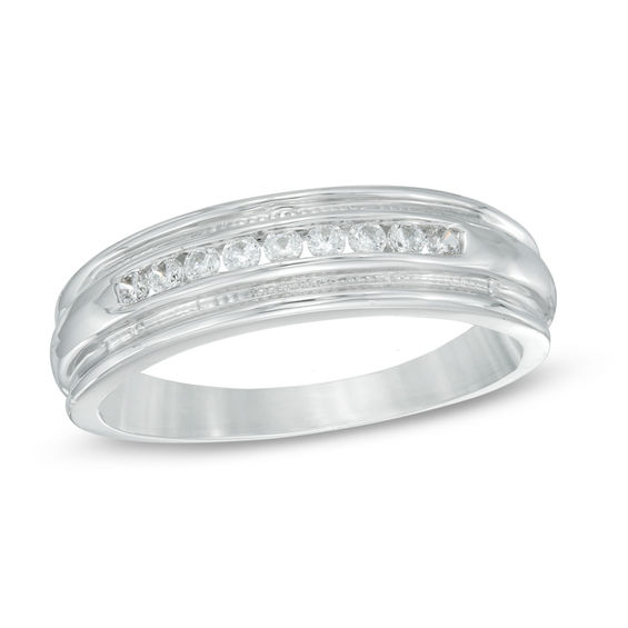 Men's 0.23 CT. T.W. Diamond Wedding Band in 10K White Gold