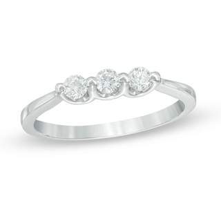 0.21 CT. T.W. Canadian Certified Diamond Three Stone Engagement Ring in 14K White Gold (I/I2)