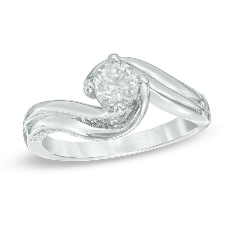 Celebration Ideal 0.75 CT. T.W. Certified Diamond Bypass Engagement Ring in 14K White Gold (I/I1)|Peoples Jewellers