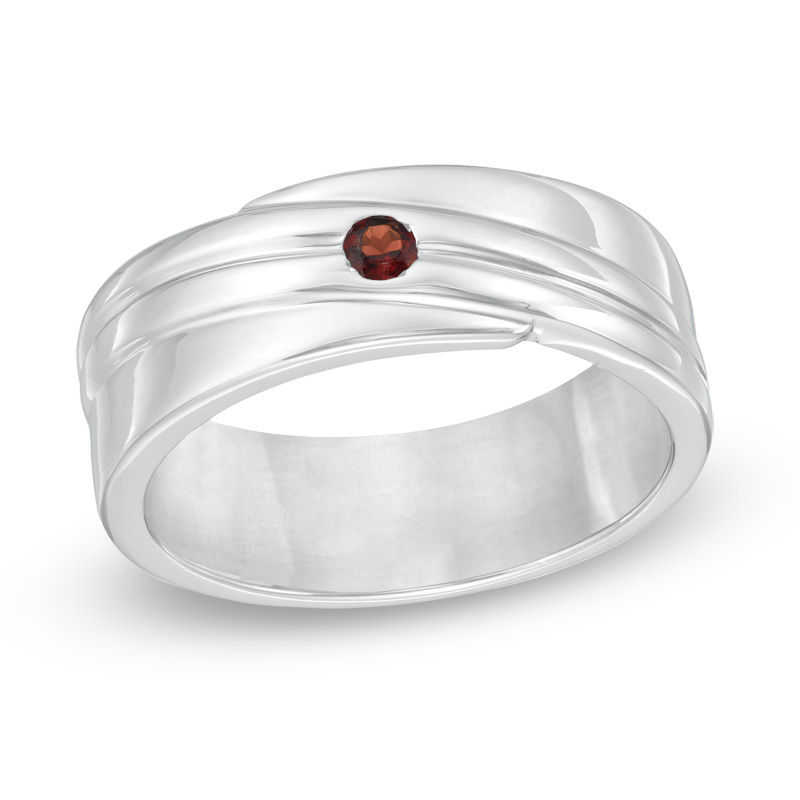 Garnet mens on sale wedding band