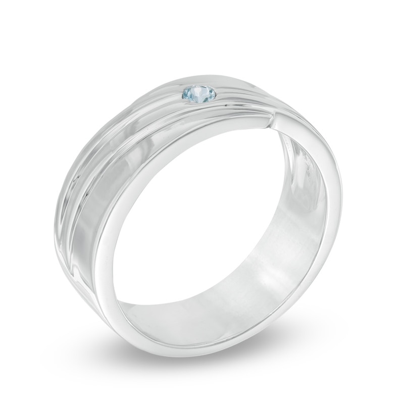 Men's Aquamarine Solitaire  Wedding Band in Sterling Silver|Peoples Jewellers