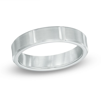 Triton Men's 5.0mm Comfort Fit Grooved Tungsten Carbide Wedding Band - Size 10