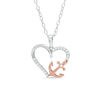 0.10 CT. T.W. Diamond Heart with Side Anchor Pendant in Sterling Silver and 14K Rose Gold Plate