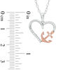 0.10 CT. T.W. Diamond Heart with Side Anchor Pendant in Sterling Silver and 14K Rose Gold Plate