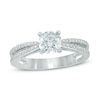 Celebration Canadian Lux® 1.00 CT. T.W. Certified Diamond Double Row Shank Engagement Ring in 14K White Gold (I/SI2)