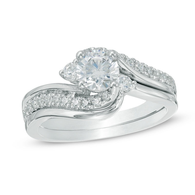 1.00 CT. T.W. Diamond Bypass Shank Bridal Set in 14K White Gold|Peoples Jewellers