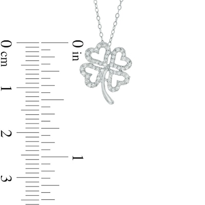 0.15 CT. T.W. Diamond Heart-Shaped Clover Outline Pendant in 10K White Gold - 17"