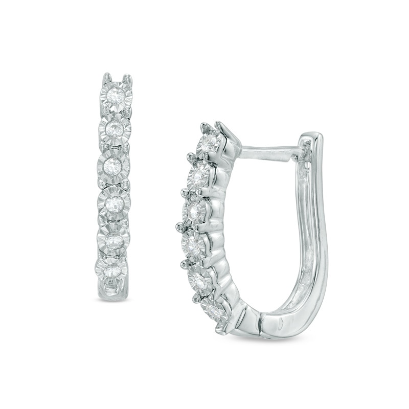 0.09 CT. T.W. Diamond Hoop Earrings in Sterling Silver|Peoples Jewellers