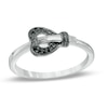 Thumbnail Image 0 of Black Diamond Accent Heart-Shaped Buckle Ring in Sterling Silver