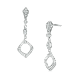0.15 CT. T.W. Diamond Open Square Drop Earrings in Sterling Silver