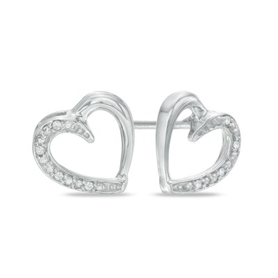 Diamond Accent Heart Stud Earrings in Sterling Silver