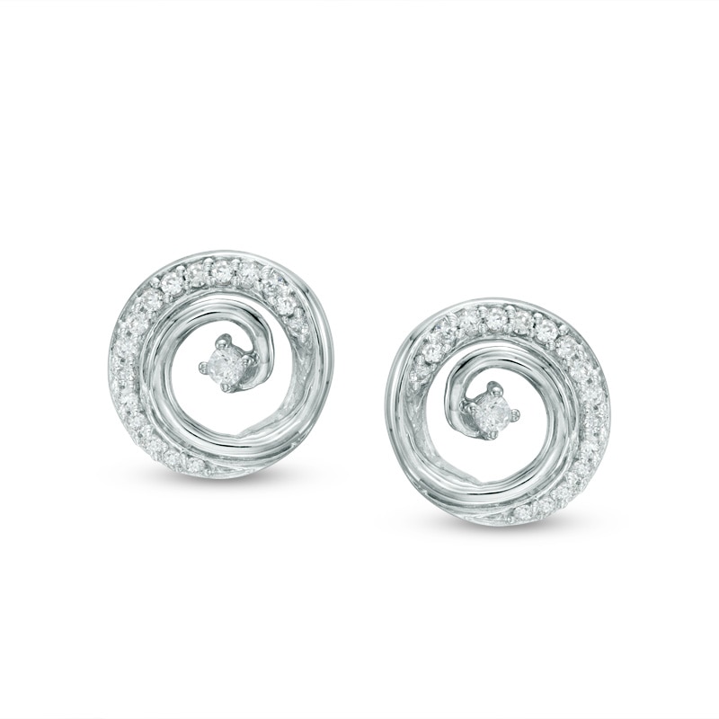 0.15 CT. T.W. Diamond Spiral Stud Earrings in Sterling Silver|Peoples Jewellers