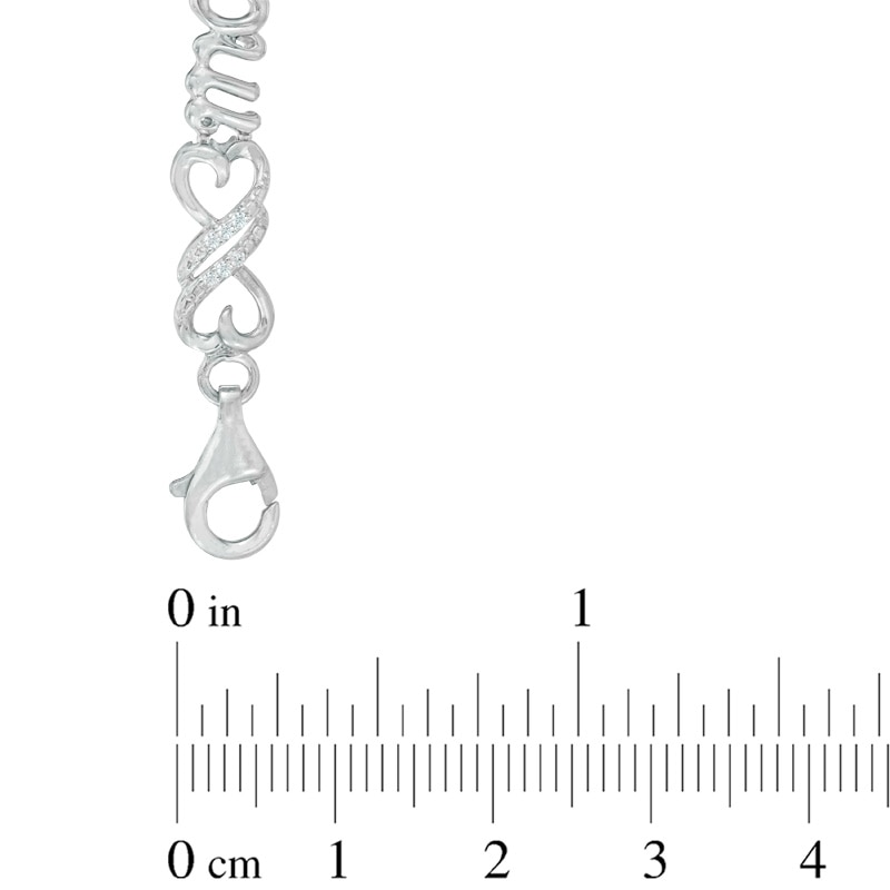 0.18 CT. T.W. Diamond Heart-Shaped Infinity with "MOM" Bracelet in Sterling Silver - 7.5"