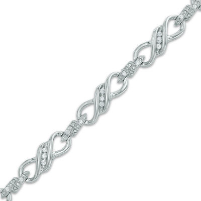 0.23 CT. T.W. Diamond Infinity Link Bracelet in 10K White Gold - 7.25"