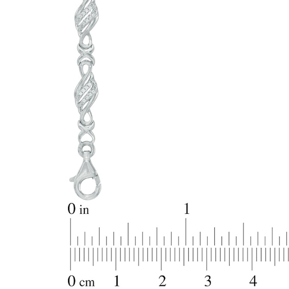 0.23 CT. T.W. Diamond Flame and "X" Link Bracelet in Sterling Silver - 7.5"